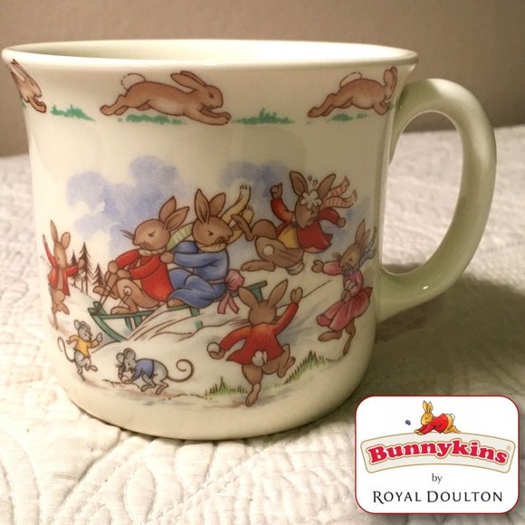 Royal Doulton Other - "BUNNYKINS" 1936 ROYAL DOULTON Winter Scenes England Peter Rabbit Mug